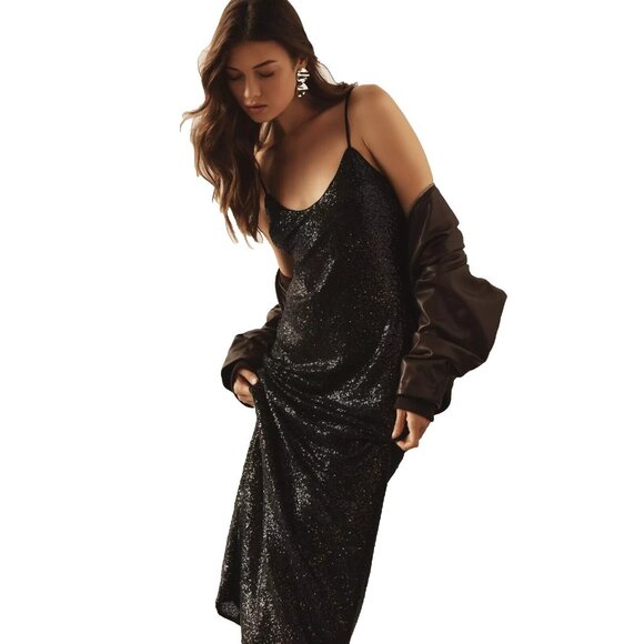 Anthropologie Black Sequin Dress - Picture 1 of 11